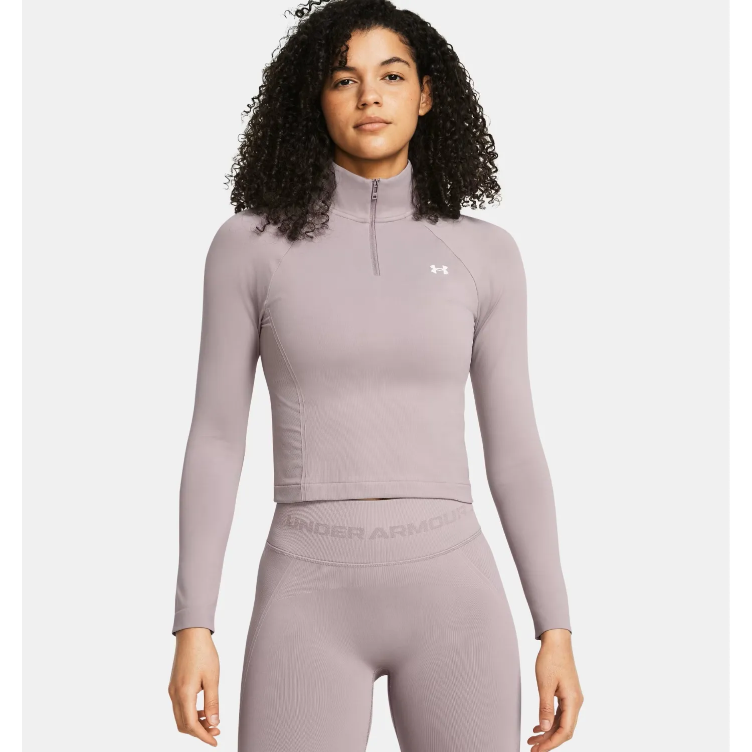 UA Vanish Seamless  Zip Crop 015GRY