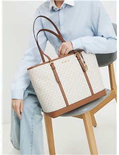 MK JST LG TZ SHLDR TOTE VANILLA