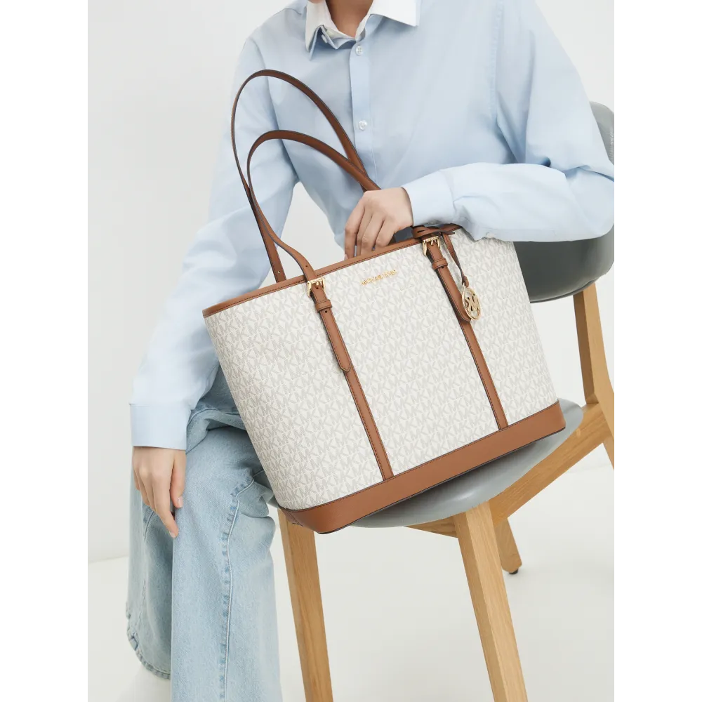 MK JST LG TZ SHLDR TOTE VANILLA