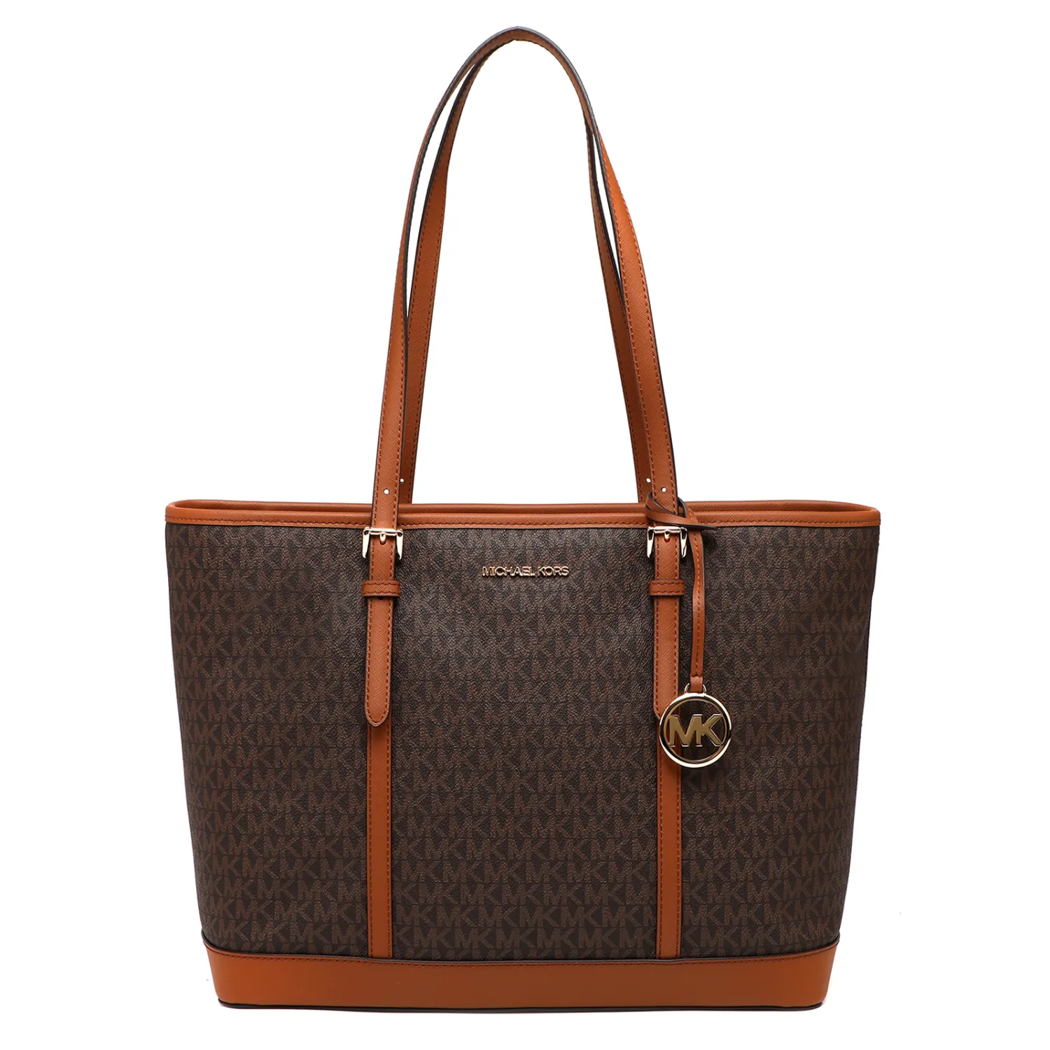 MK JST LG TZ SHLDR TOTE BROWN