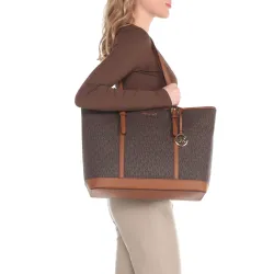 MK JST LG TZ SHLDR TOTE BROWN