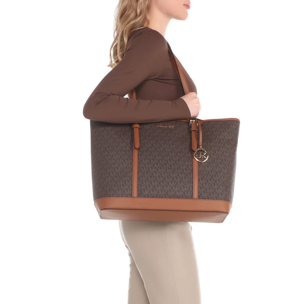 MK JST LG TZ SHLDR TOTE BROWN