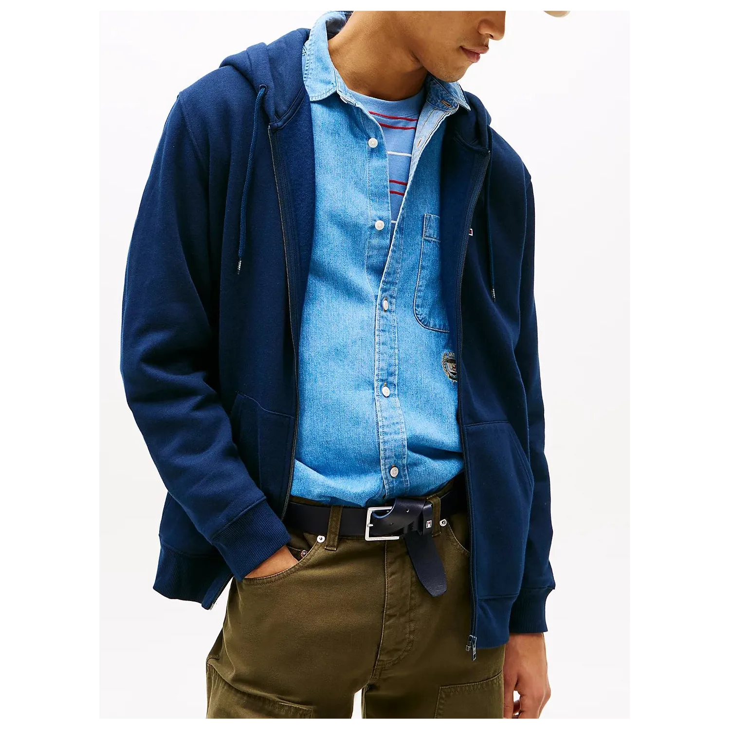 TH Sudadera de felpa con capucha y cremallera Navy 