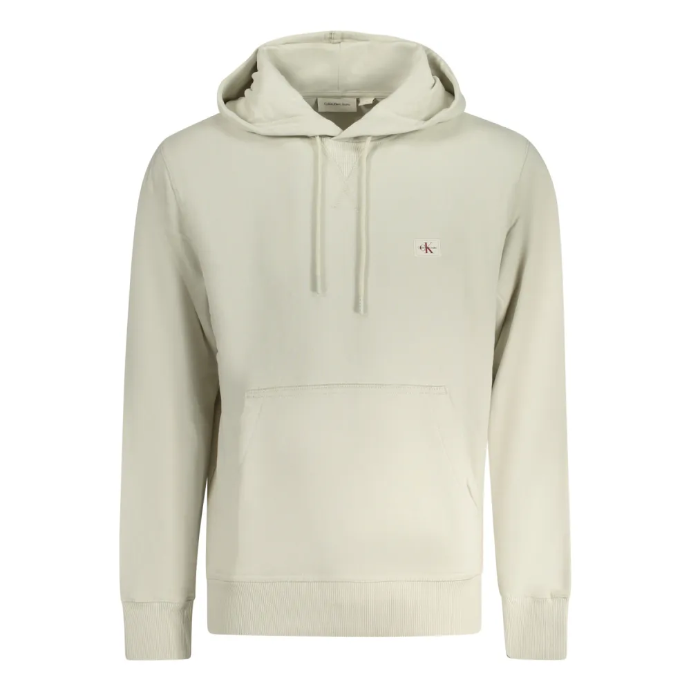 CK WOVEN LABEL HOODIE BEIGE