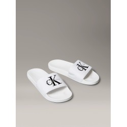 CK Chanclas de lona con logo Blcanco 