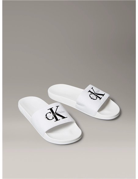 CK Chanclas de lona con logo Blcanco 
