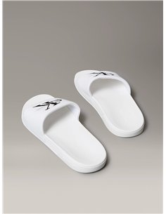 CK Chanclas de lona con logo Blcanco  2
