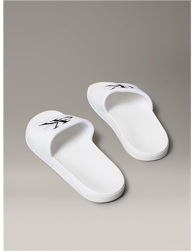 CK Chanclas de lona con logo Blcanco 