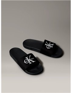 CK Chanclas de lona con logo Blcanco 