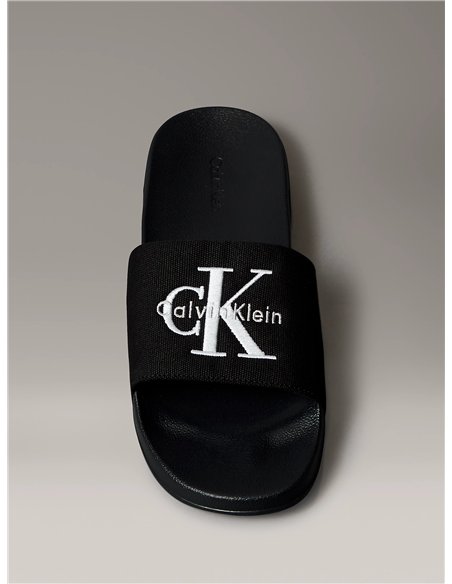 CK Chanclas de lona con logo Blcanco 