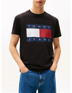 TH Camiseta de cuello redondo con parche Negro