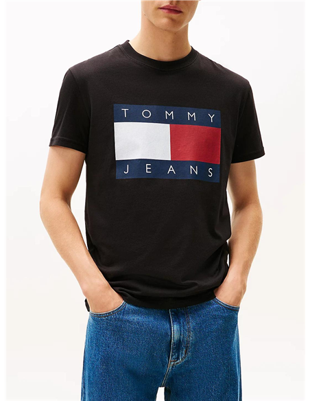 TH Camiseta de cuello redondo con parche Negro