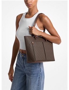 MK JST MD DBL POCKET TOTE BROWN