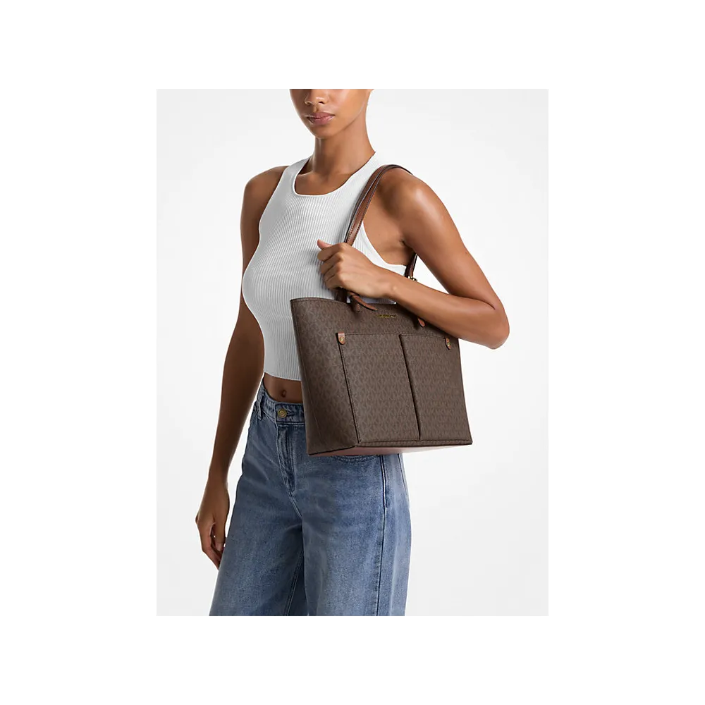 MK JST MD DBL POCKET TOTE BROWN