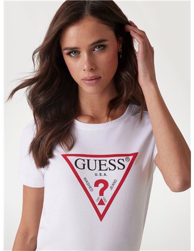 GUESS Camiseta con logo de triángulo WHT
