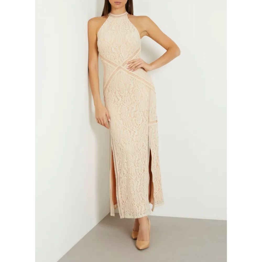 GUESS Vestido largo de encaje 