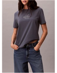 CK Camiseta con logo metálico brillante Gris