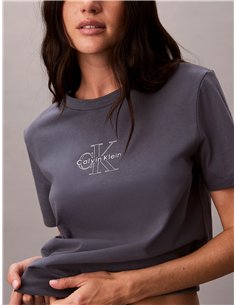 CK Camiseta con logo metálico brillante Gris 2