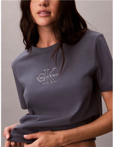 CK Camiseta con logo metálico brillante Gris