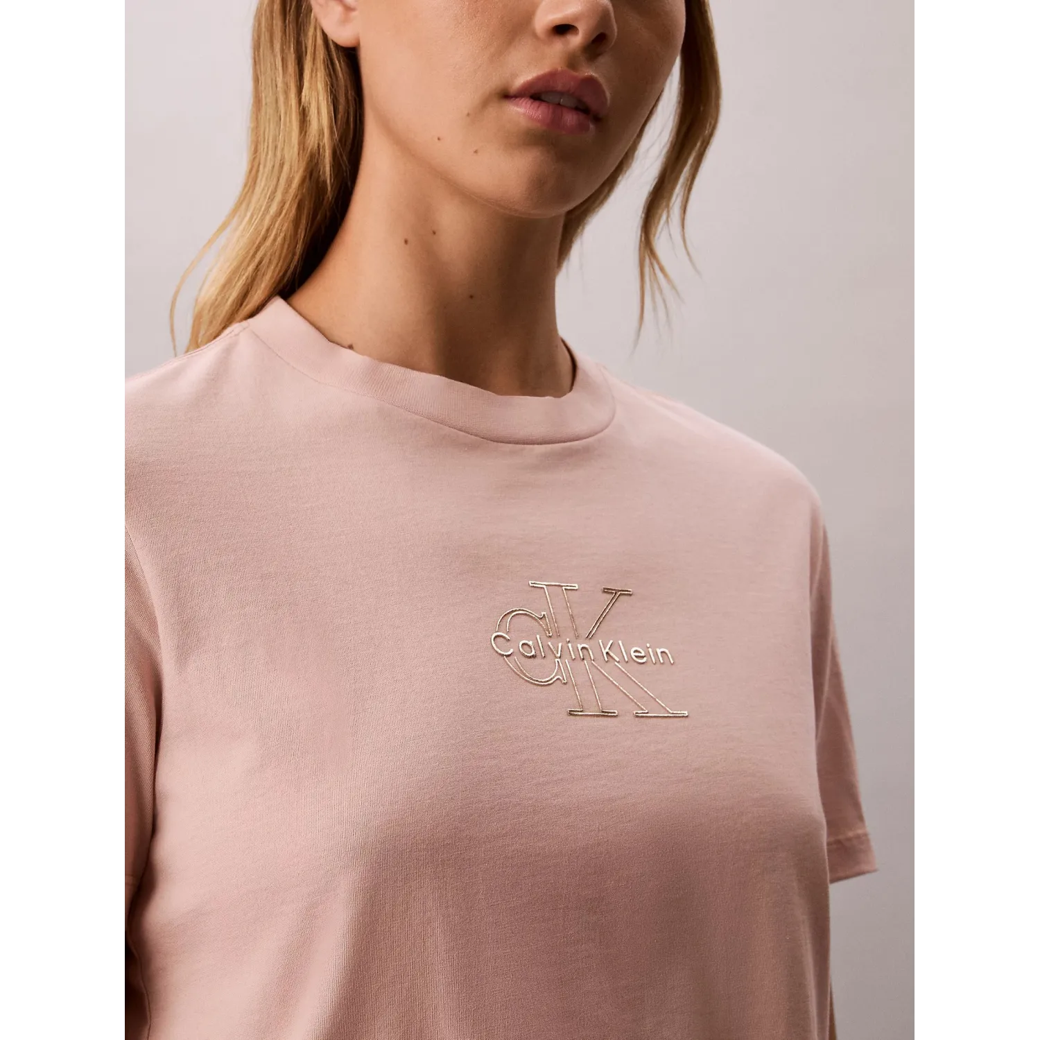 CK Camiseta con logo metálico brillante Gris