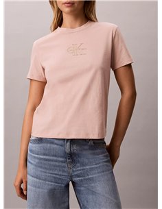 CK Camiseta con logo metálico brillante Gris