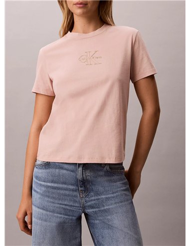 CK Camiseta con logo metálico brillante Gris