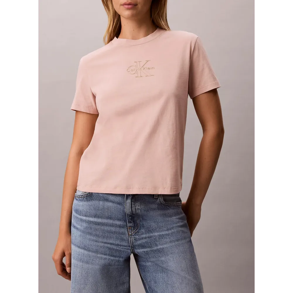 CK Camiseta con logo metálico brillante Gris