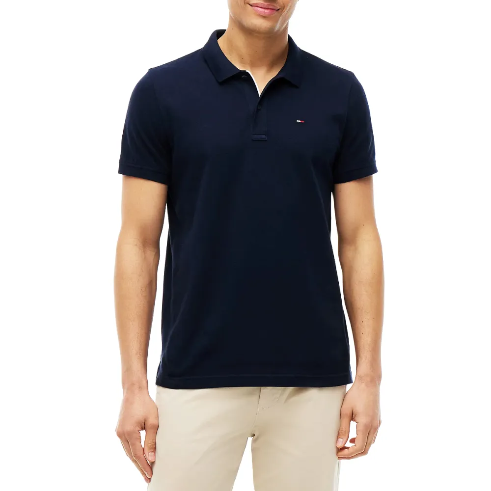 Tommy TJM SLIM PLACKET POLO NAVY