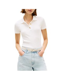 TH GOLD BUTTON SLIM SS WHT