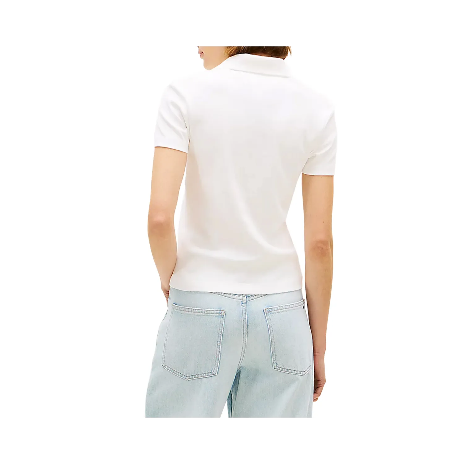TH GOLD BUTTON SLIM SS WHT