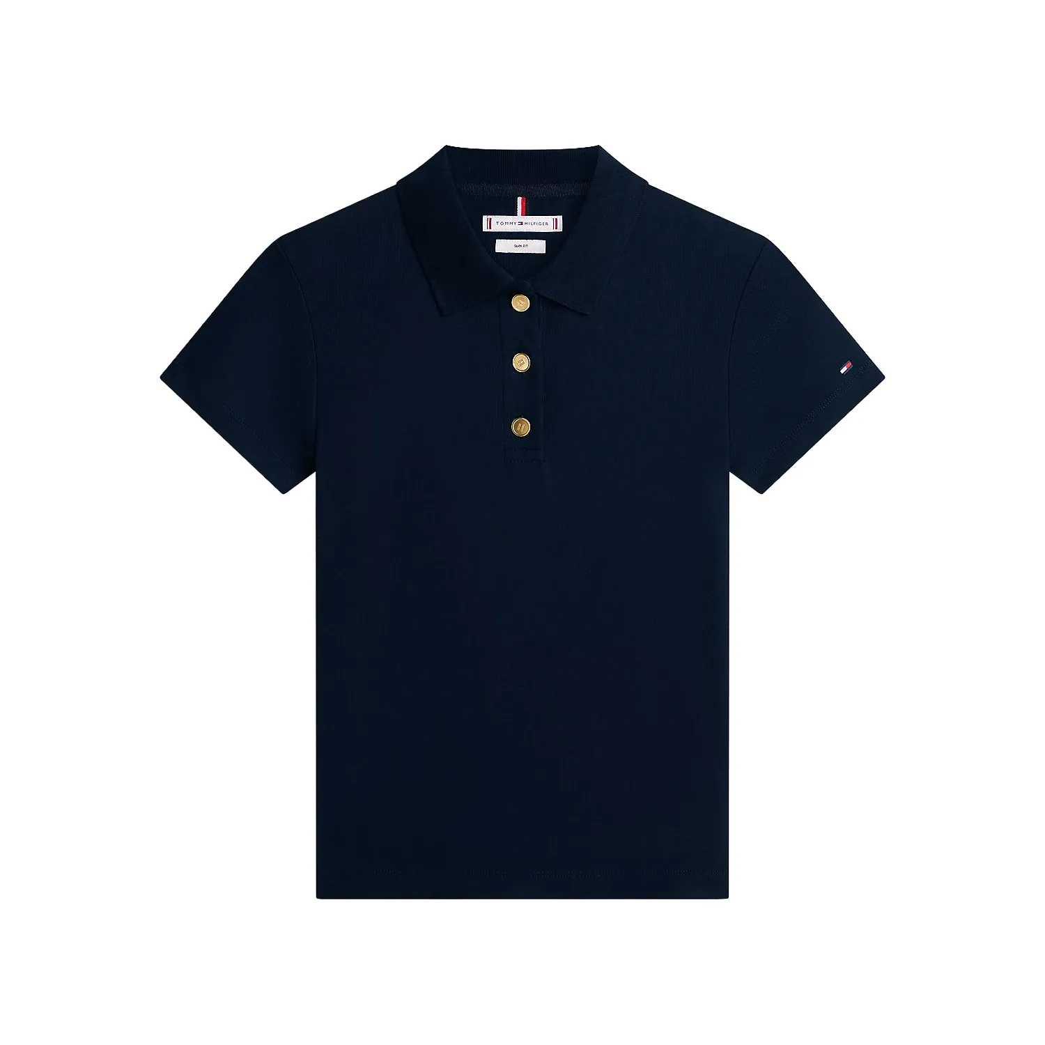 TH GOLD BUTTON SLIM SS NAVY