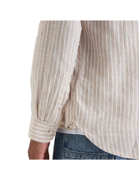 TH CAMISA  LINEN BENGAL STRIPE BEIGE