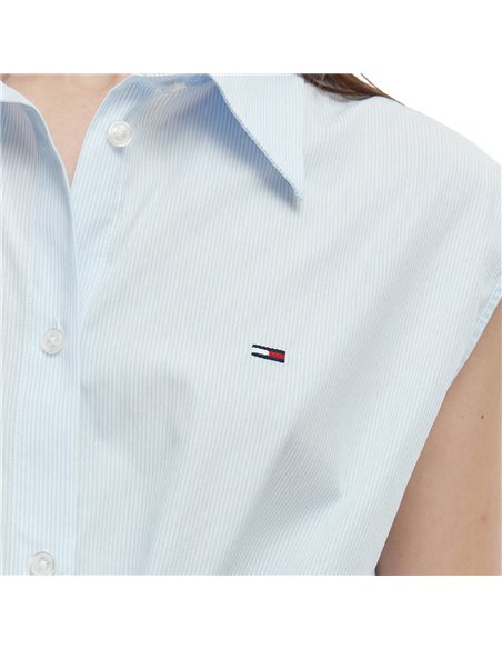TH TIE FRONT POPLIN BLU 