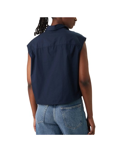 TH TIE FRONT POPLIN BLU 