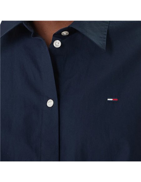 TH TIE FRONT POPLIN BLU 