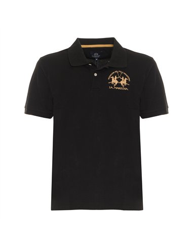 LA MARTINA POLO SS 30/1 COTTON PIQUE BLK