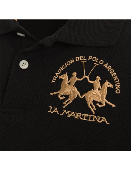 LA MARTINA POLO SS 30/1 COTTON PIQUE BLK
