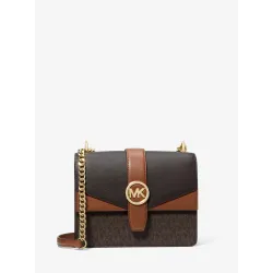 MK GREENWICH SM FLAP XBODY BROWN