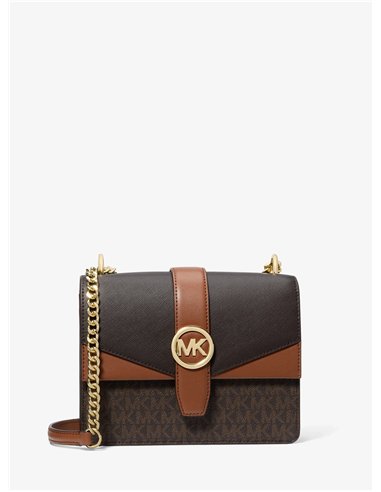 MK GREENWICH SM FLAP XBODY BROWN