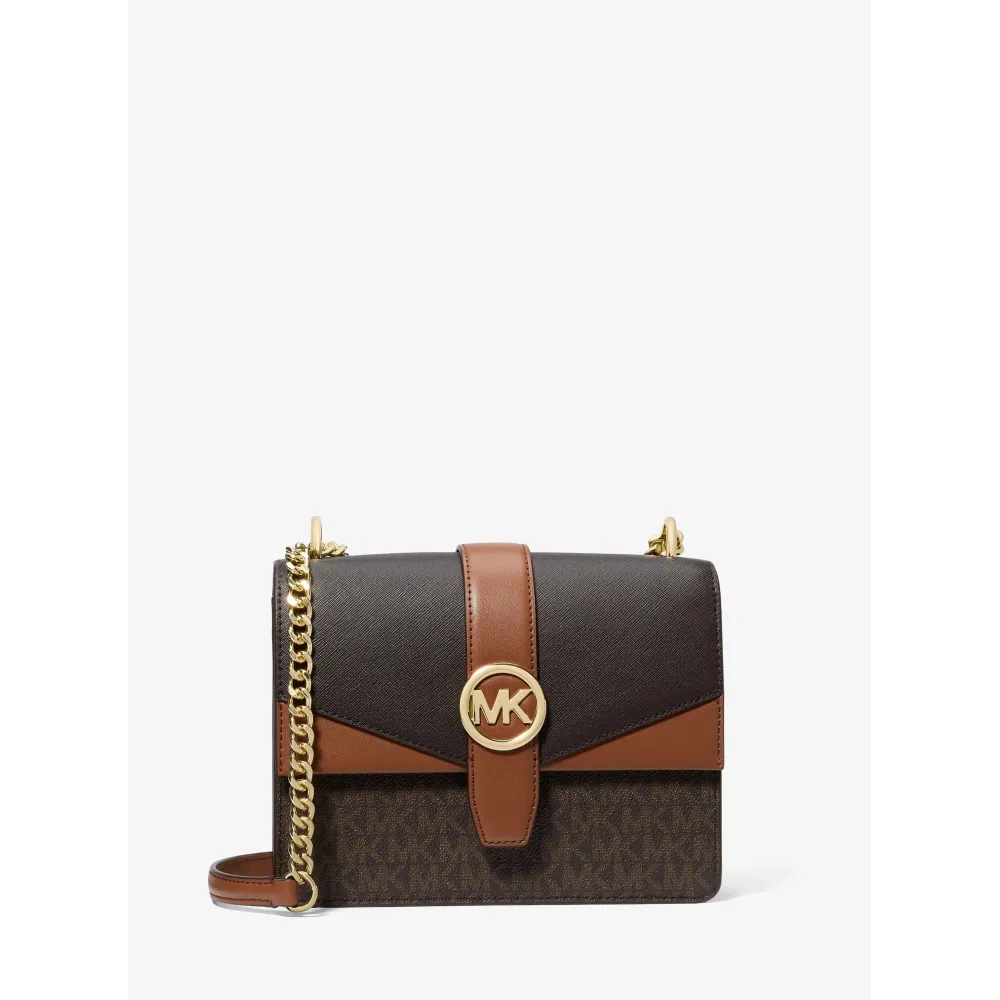MK GREENWICH SM FLAP XBODY BROWN