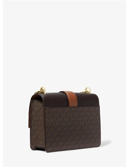 MK GREENWICH SM FLAP XBODY BROWN