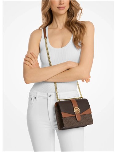 MK GREENWICH SM FLAP XBODY BROWN