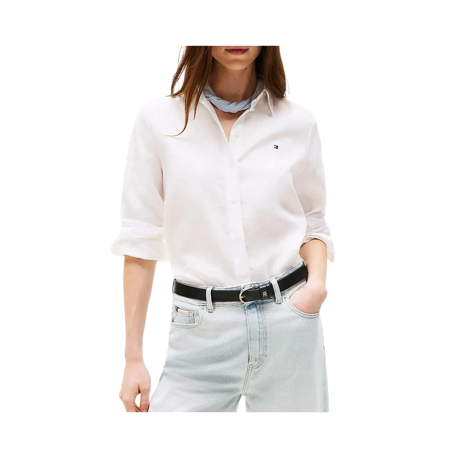 TH Camisa de lino puro de corte amplio 