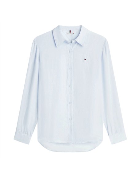 TH Camisa de lino puro de corte amplio CELESTE