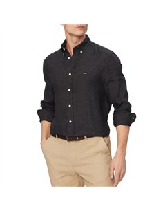 TH Camisa regular de lino NEGRO