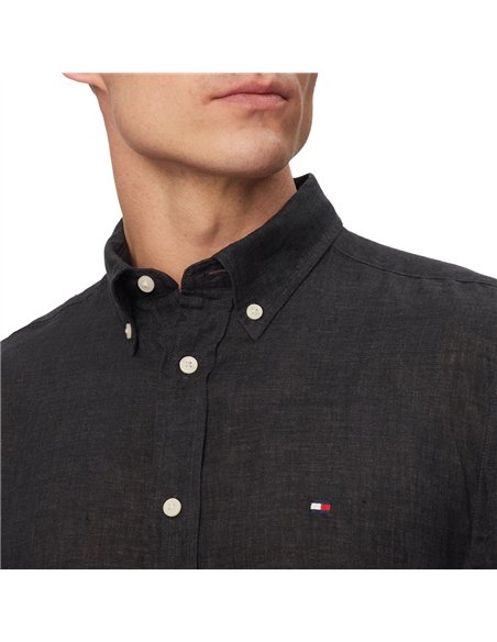 TH Camisa regular de lino NEGRO