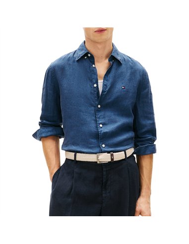 TH Camisa regular de lino AZUL