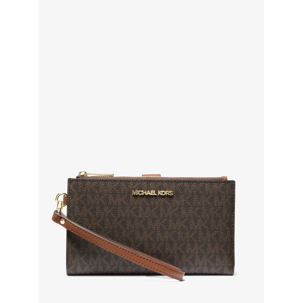 MK JST DOUBLE ZIP WERSTLT BROWN