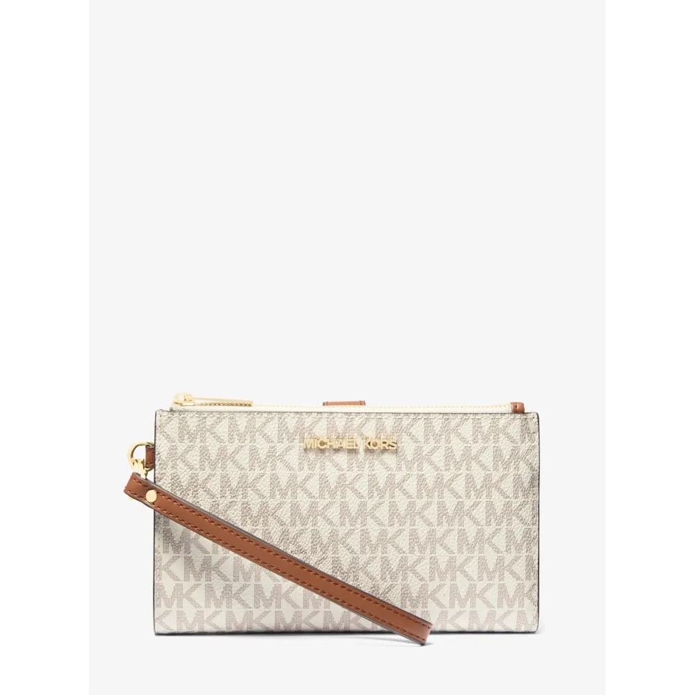 MK JST DOUBLE ZIP WERSTLT BROWN