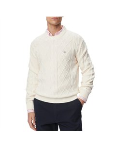 TH JERSEY TJM REG CABLE KNIT WHT